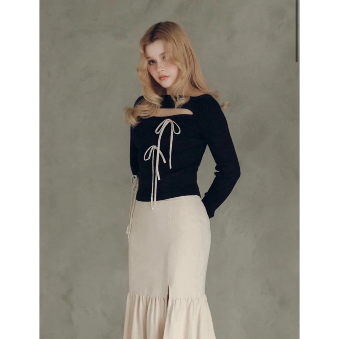 andmary Ribbon silk knit tops black andmary Ribbon silk knit tops black
