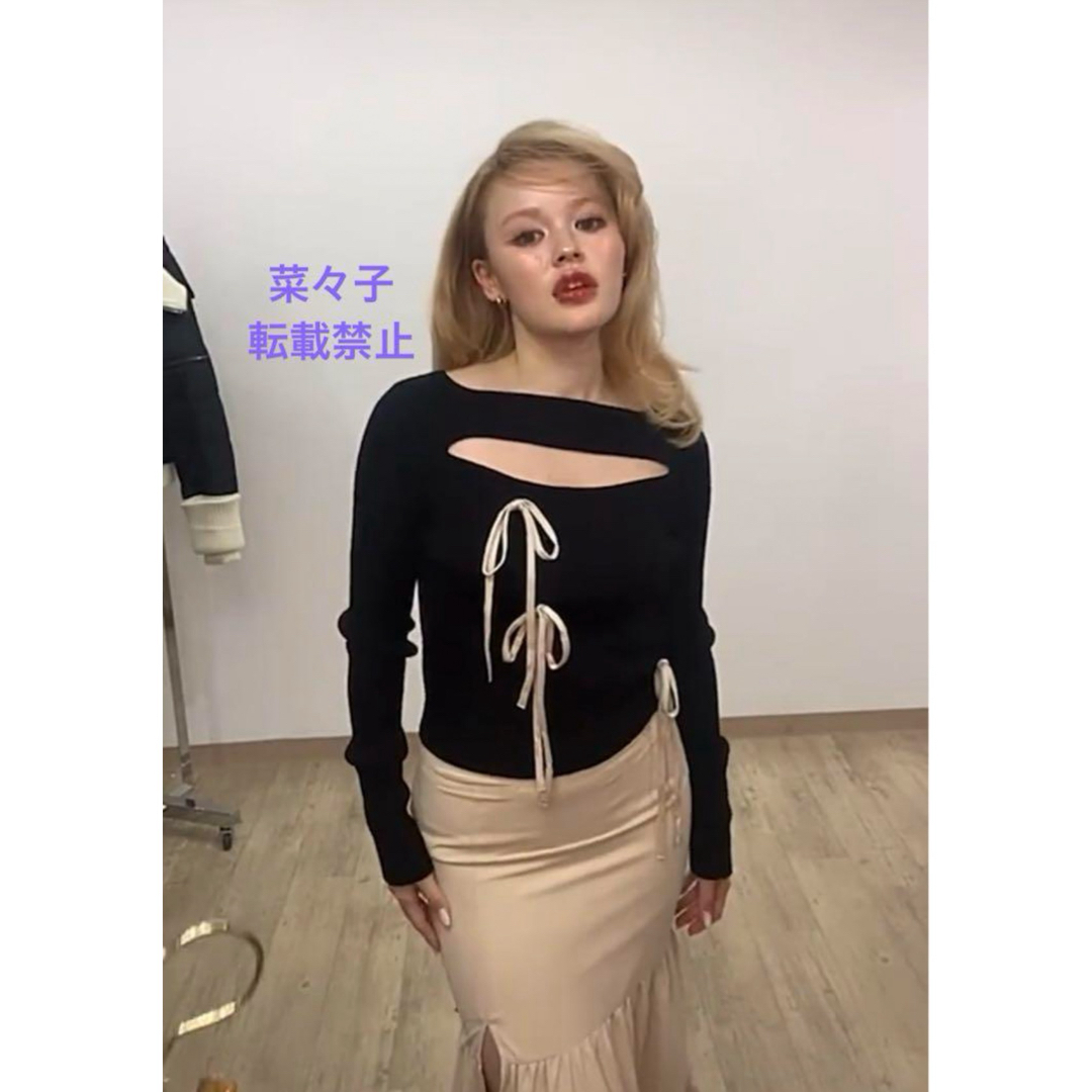 andmary Ribbon silk knit tops black andmary Ribbon silk knit tops black