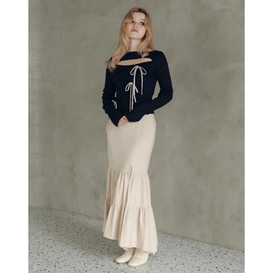 andmary Ribbon silk knit tops black andmary Ribbon silk knit tops black