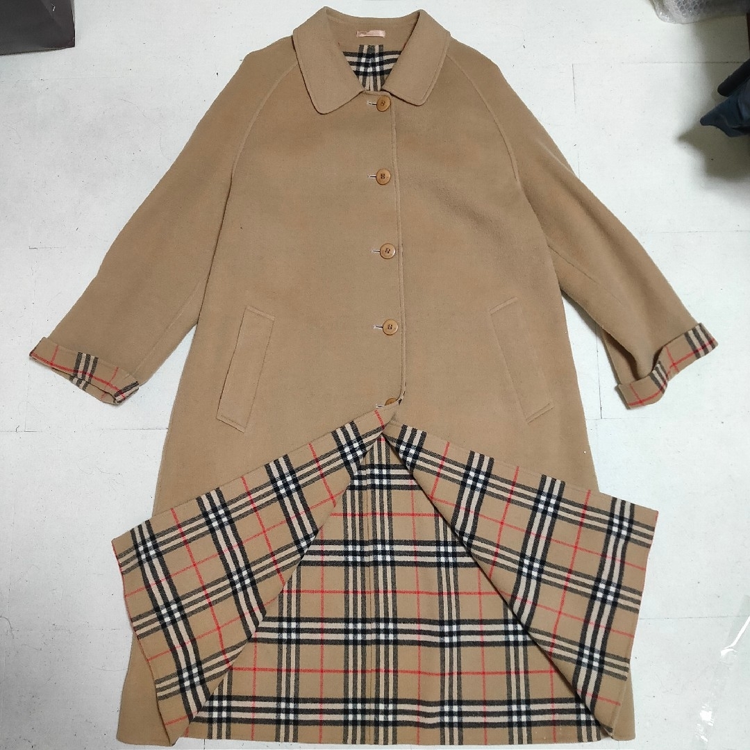 BURBERRY(バーバリー)の極美品 BURBERRY カシミヤステンカラーコート ノバチェック 116cm レディースのジャケット/アウター(ロングコート)の商品写真