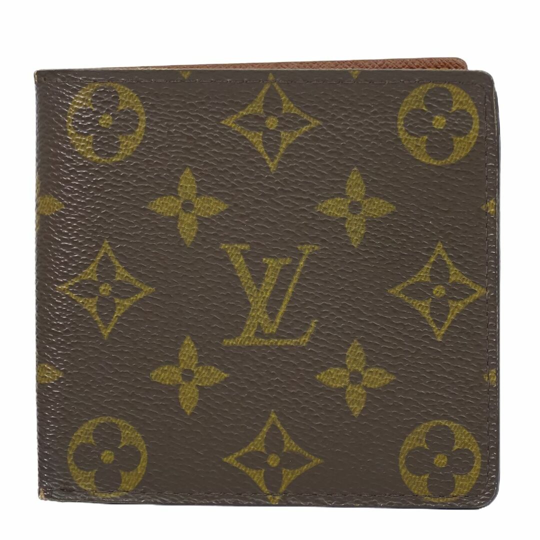 LOUIS VUITTON(ルイヴィトン)の本物 ルイヴィトン LOUIS VUITTON LV ポルトフォイユ マルコ モノグラム 折財布 コンパクトウォレット ブラウン M61675 ビトン 財布 ウォレット 中古 レディースのファッション小物(財布)の商品写真