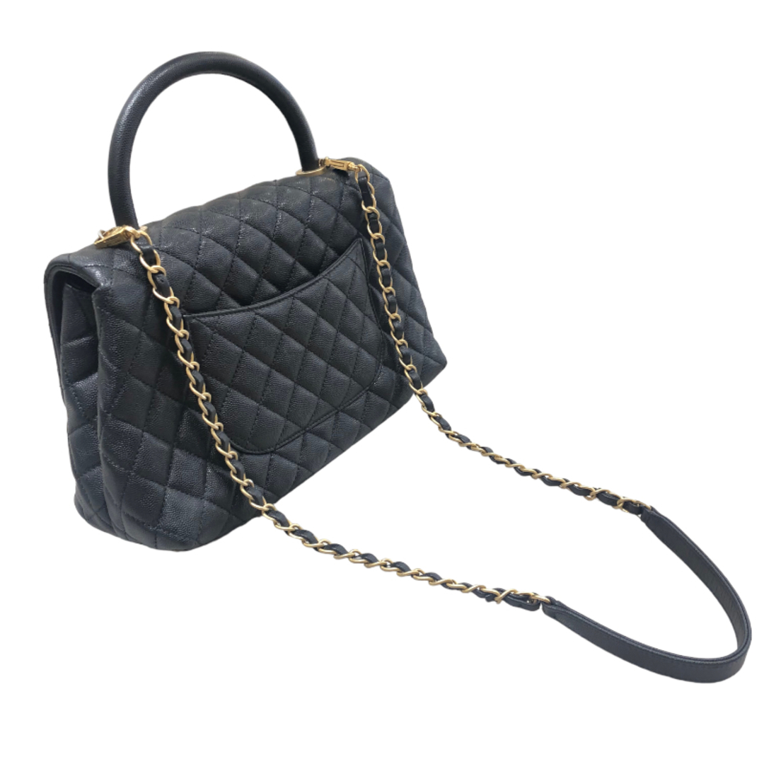 約12cmショルダーシャネル CHANEL ココハンドル29 A92991 ブラック シャンパンゴールド金具 キャビアスキン レディース ハンドバッグ