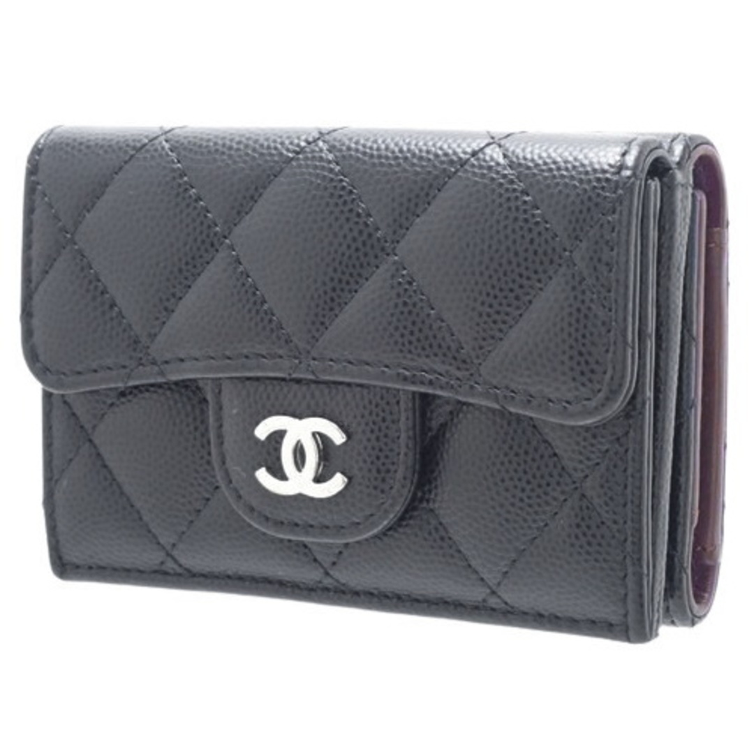 CHANEL(シャネル)のCHANEL(シャネル) マトラッセ ココマーク 三つ折り財布 コンパクト財布 3つ折り ミニウォレット 両面財布 Wホック 小物 キャビアスキン ブラック黒 ボルドー シルバー金具 A84401 レディース 40802076337【中古】【アラモード】 レディースのファッション小物(財布)の商品写真