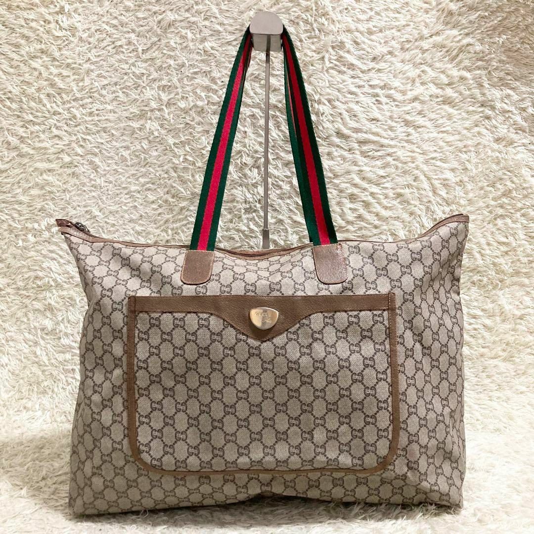 Gucci - グッチ トートバッグ プラス GG シェリーライン PVC 大容量