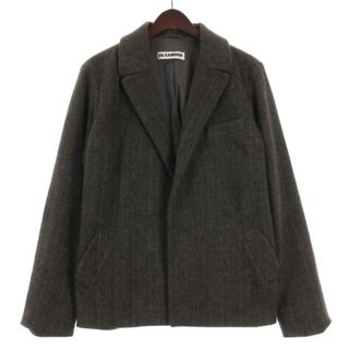 ジルサンダー(Jil Sander)のジルサンダー ジャケット ボタンレス ウール カシミヤミックス ブラウン 38(その他)