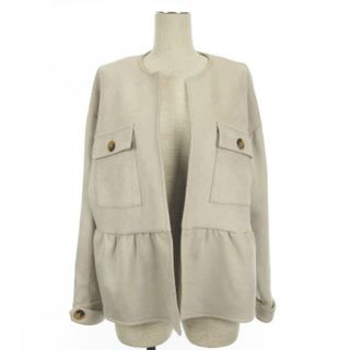 ザラ(ZARA)のザラ ZARA フェイクスエード ノーカラー ジャケット ライトベージュ L(その他)