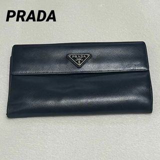 プラダ(PRADA)の【大容量】プラダ　PRADA サフィアーノ　黒　長財布　三角プレート　男女兼用(長財布)