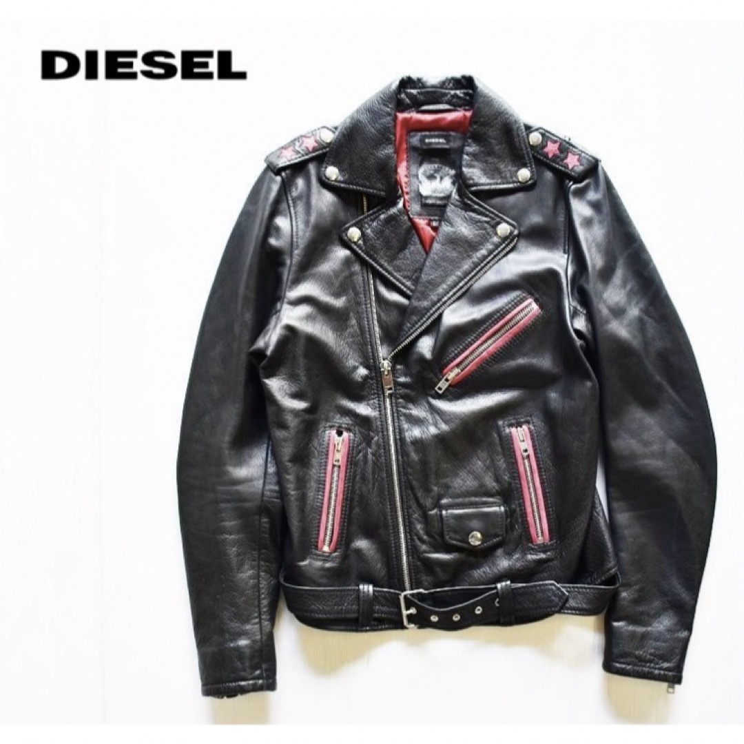 2022正規激安】 DIESEL ディーゼル 星柄 牛革 レザー ダブルライダース