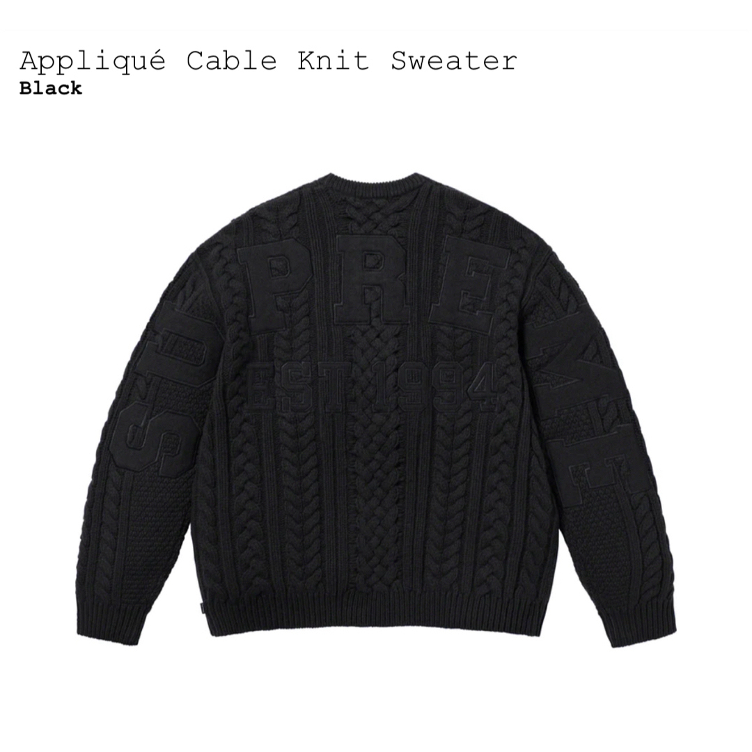 Supreme - Supreme Applique Cable Knit Sweater 黒 XLの通販 by PALM
