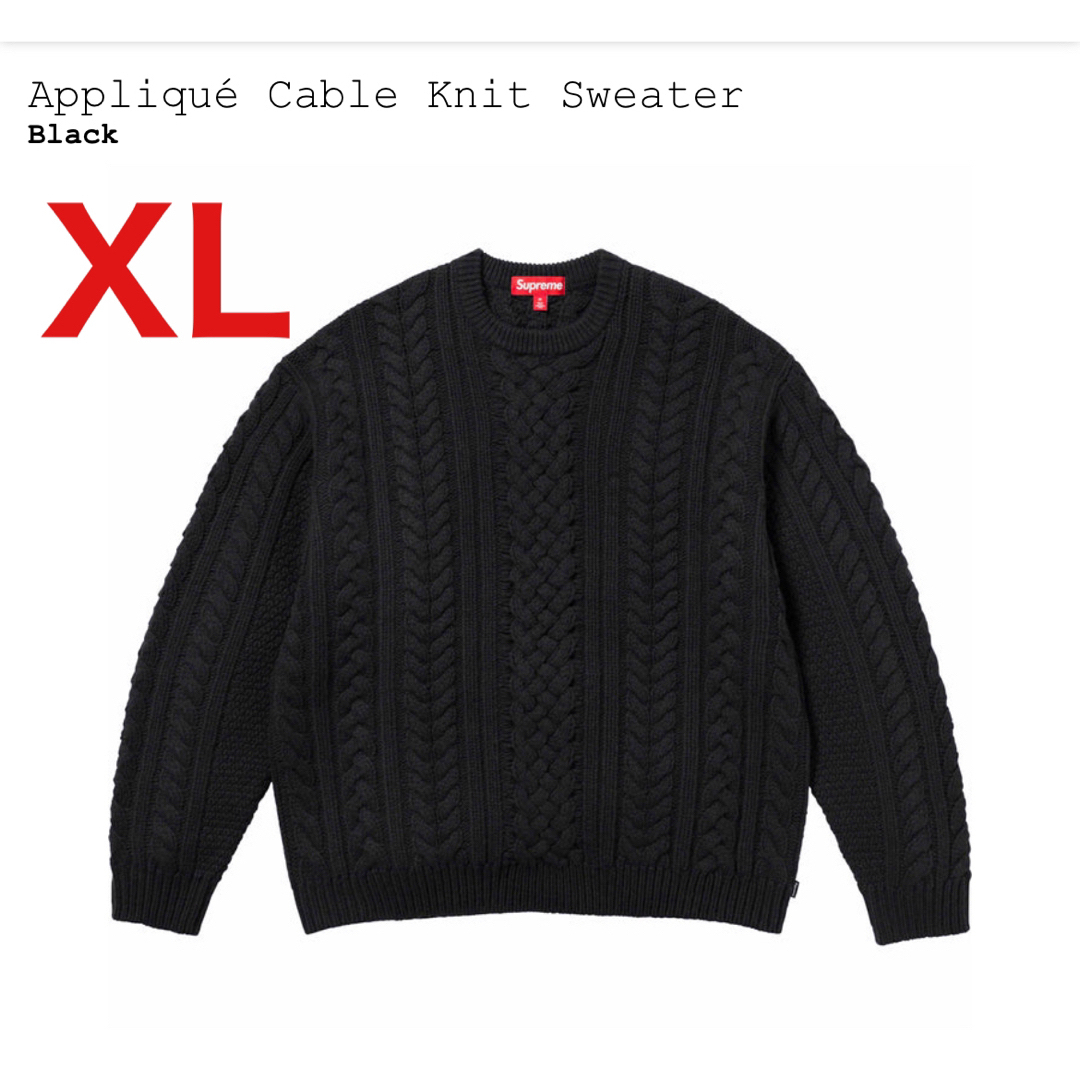 Supreme Applique Cable Knit Sweater 黒 XLニット/セーター