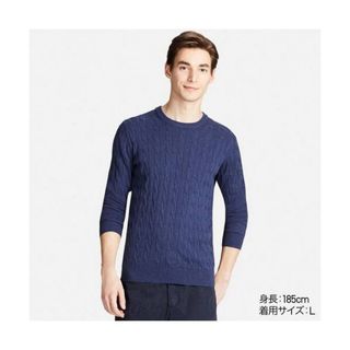 ユニクロ(UNIQLO)のユニクロ コットンカシミヤケーブルクルーネックニットセーター M(ニット/セーター)