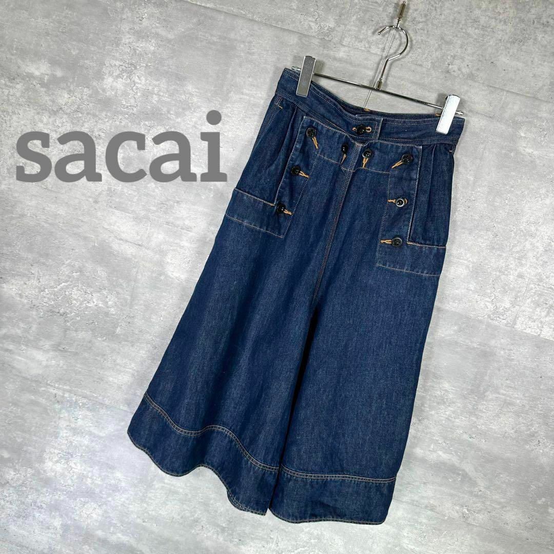 sacai(サカイ)の『sacai』サカイ (1)  リネン ワイドデニムパンツ レディースのパンツ(デニム/ジーンズ)の商品写真