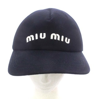 ミュウミュウ(miumiu)のミュウミュウ 帽子 ベースボールキャップ M 黒 5HC179 2DXI(キャップ)