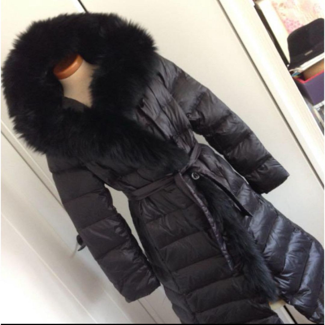 マックスマーラ極暖‼️高品質 フォックスファ ダウン ロングコート　黒　ダウンコート　防寒対策