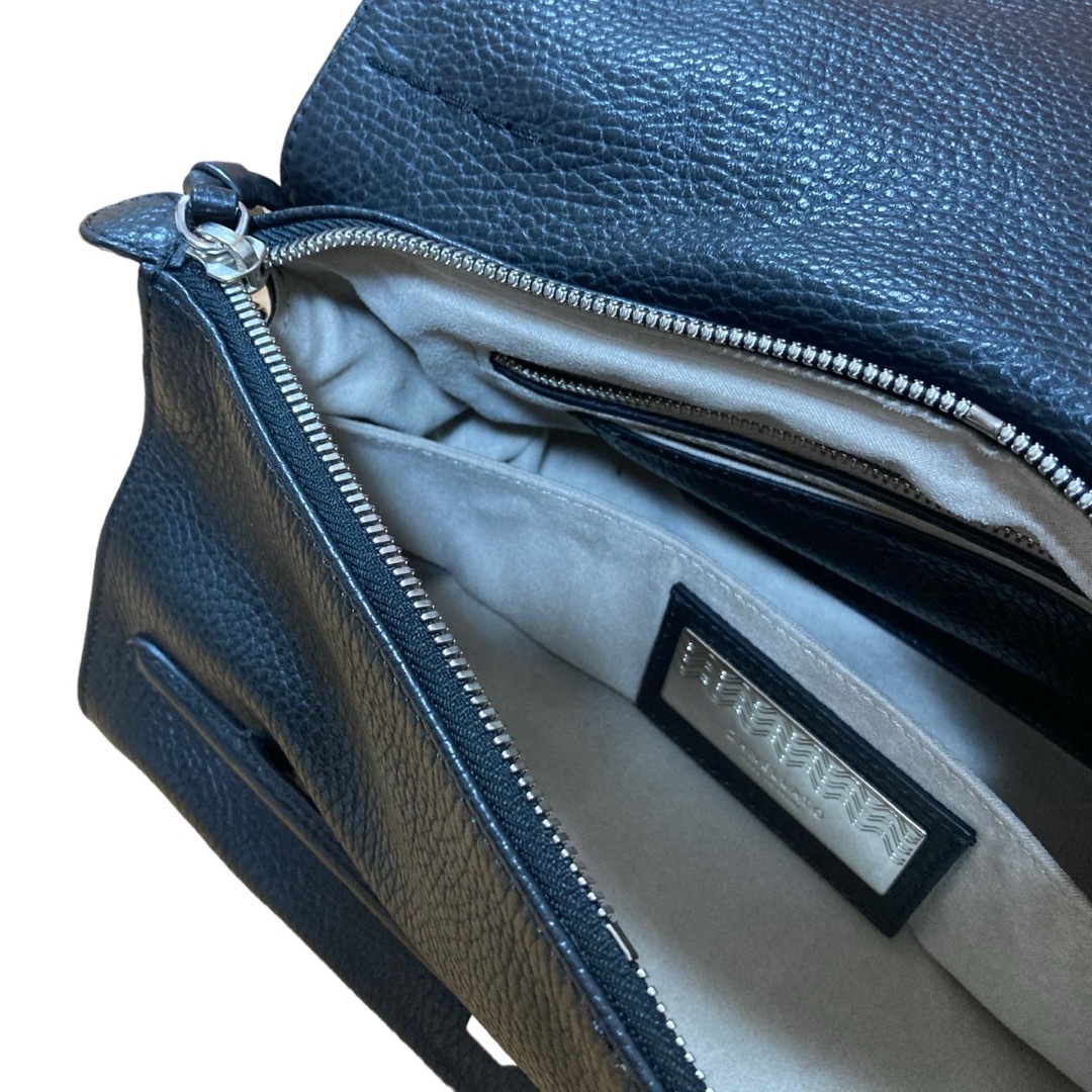 ZANELLATO(ザネラート)のザネラート　ニーナ　シボ革　黒　2way ショルダーバッグ　ハンドバッグ　美品 レディースのバッグ(ショルダーバッグ)の商品写真