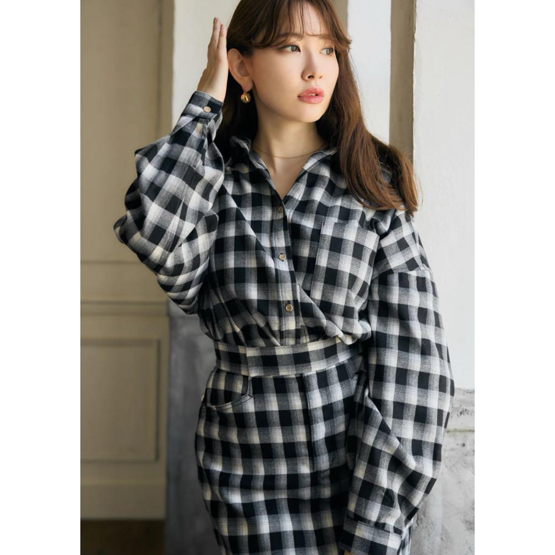 Her lip to(ハーリップトゥ)のherlipto Oversized Check Shirt Set レディースのワンピース(ミニワンピース)の商品写真