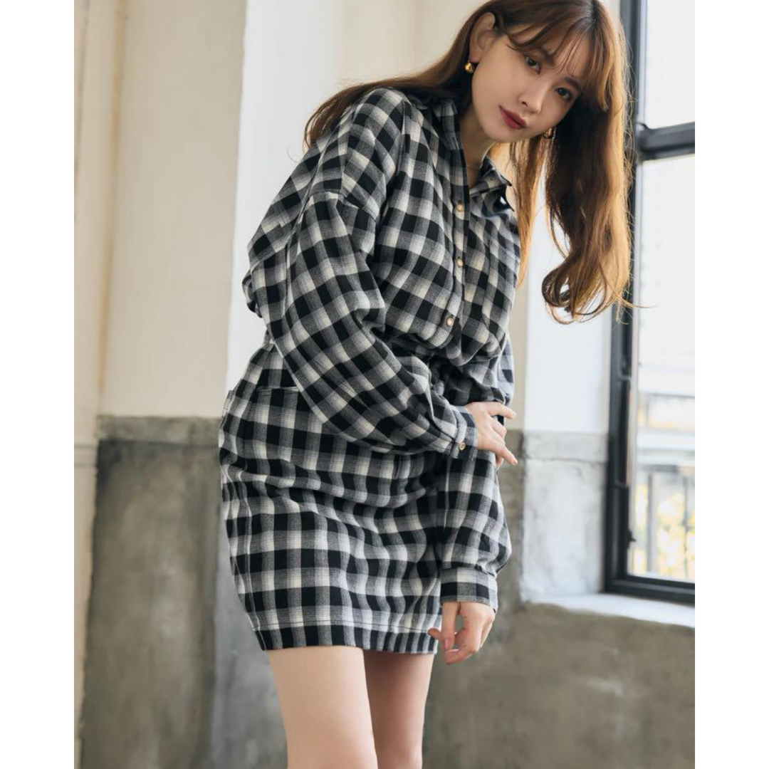 Her lip to(ハーリップトゥ)のherlipto Oversized Check Shirt Set レディースのワンピース(ミニワンピース)の商品写真