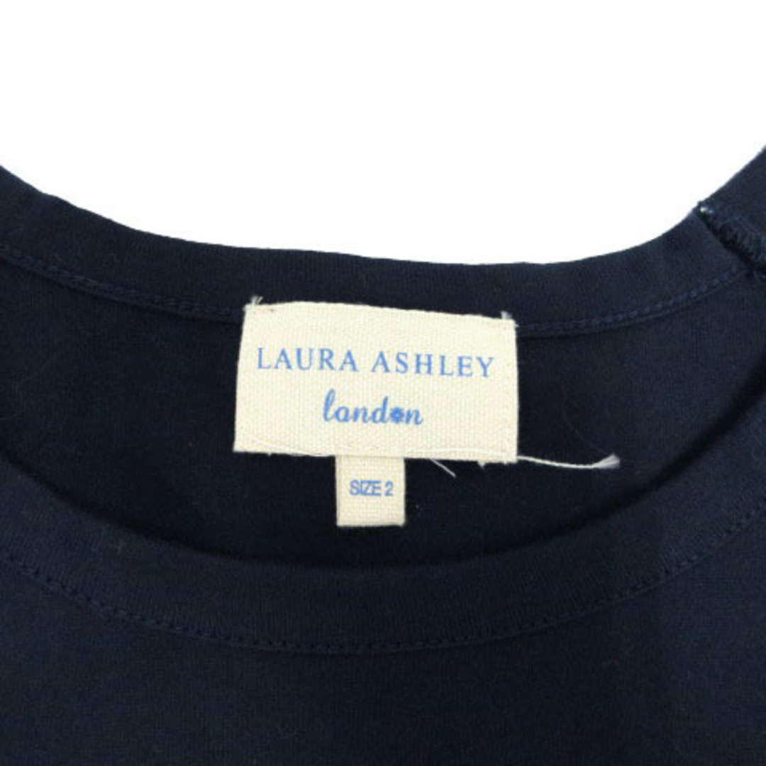 LAURA ASHLEY(ローラアシュレイ)のローラアシュレイ ワンピース バルーンスリーブ ミディ丈 紺 オレンジ系 紫 2 レディースのワンピース(ひざ丈ワンピース)の商品写真