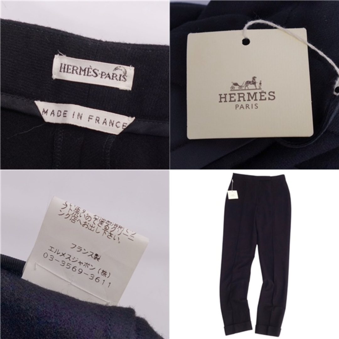 極美品 エルメス HERMES パンツ ロングパンツ マルジェラ期 スラックスパンツ キャメル100％ ボトムス レディース 40(M相当) ブラック素材キャメル100％