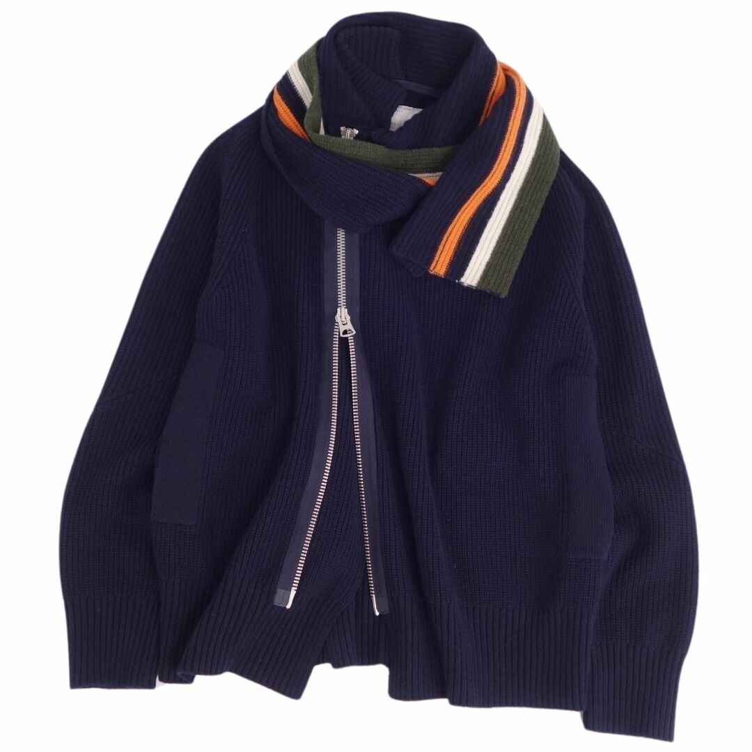 美品 サカイ Sacai ドライバーズニット セーター カーディガン ジップアップ ストール付き ウール トップス メンズ 1(S相当) ネイビー |  フリマアプリ ラクマ