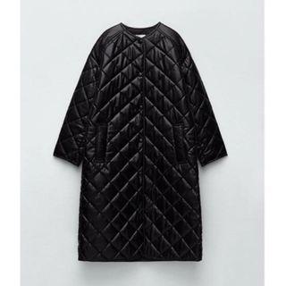 ザラ(ZARA)のZARA フェイクレザー キルティングコート(ロングコート)