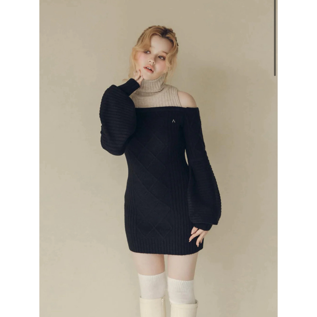 Cher knit mini dress  BLACK画像の色ブラック