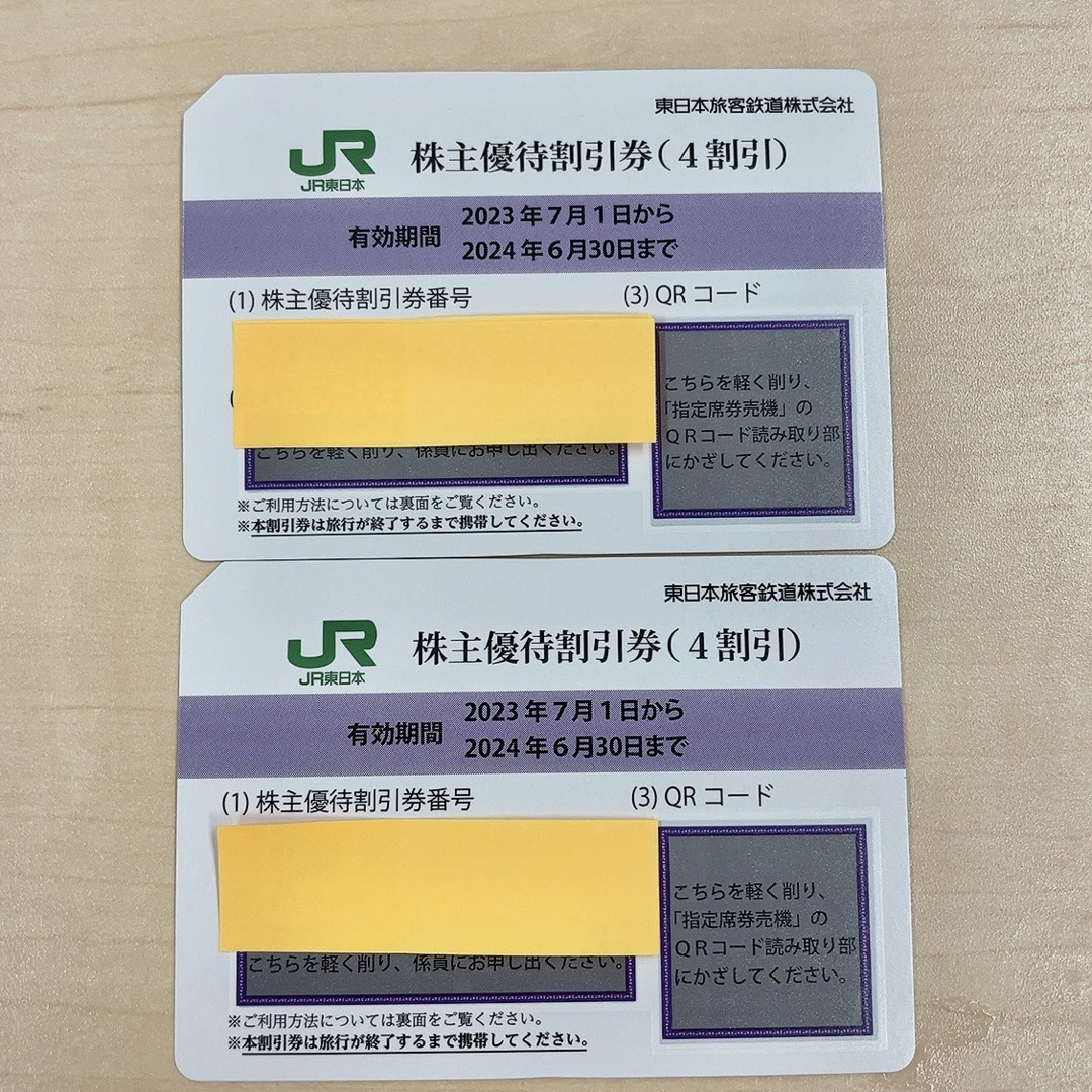 匿名発送　JR東日本  株主優待　乗車券　割引券 (4割引) 2枚セットその他