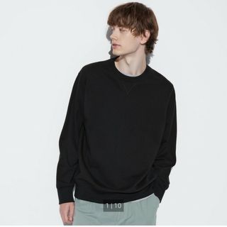 ユニクロ(UNIQLO)のUNIQLOU　スウェットシャツ　ブラック　Lサイズ　メンズ　レディース(スウェット)