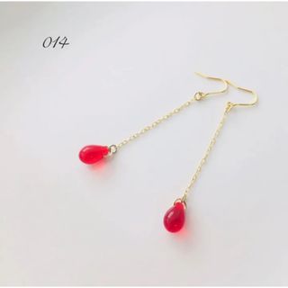 細 チェーン × チェコガラス ♡ ライトシャム(ピアス)