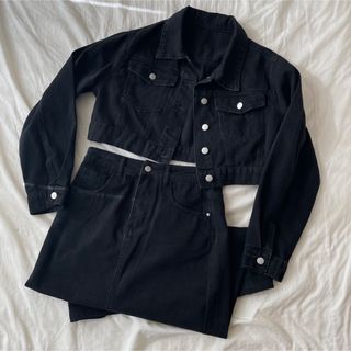 ザラ(ZARA)の早急配送DAZY ドロップショルダー デニムジャケット & タイトスカート(ロングスカート)