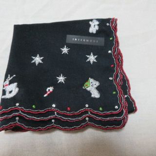 カワベ(KAWABE)の新￥1,650 INTERMODE川辺 日本製 テディベアX'Mas刺繍ハンカチ(ハンカチ)