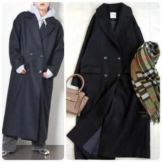 シティショップ(CITYSHOP)の美品【22AW】シティショップ CITY SHOP メルトンロングコート 黒(ロングコート)