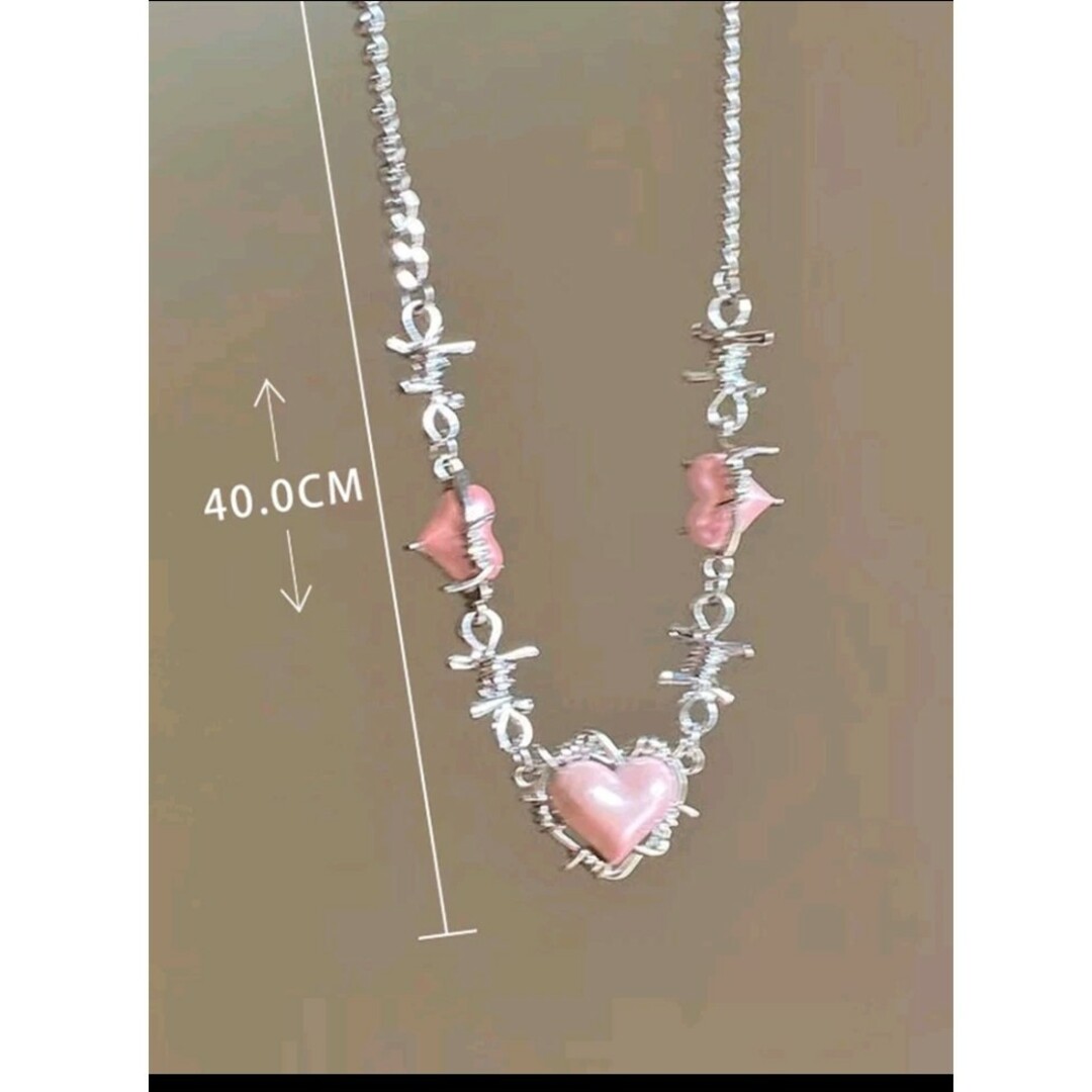 ♡新品 ネックレスハートピンクシルバー銀韓国可愛いY2K有刺鉄線 ♡新品 ネックレスハートピンクシルバー銀韓国可愛いY2K有刺鉄線