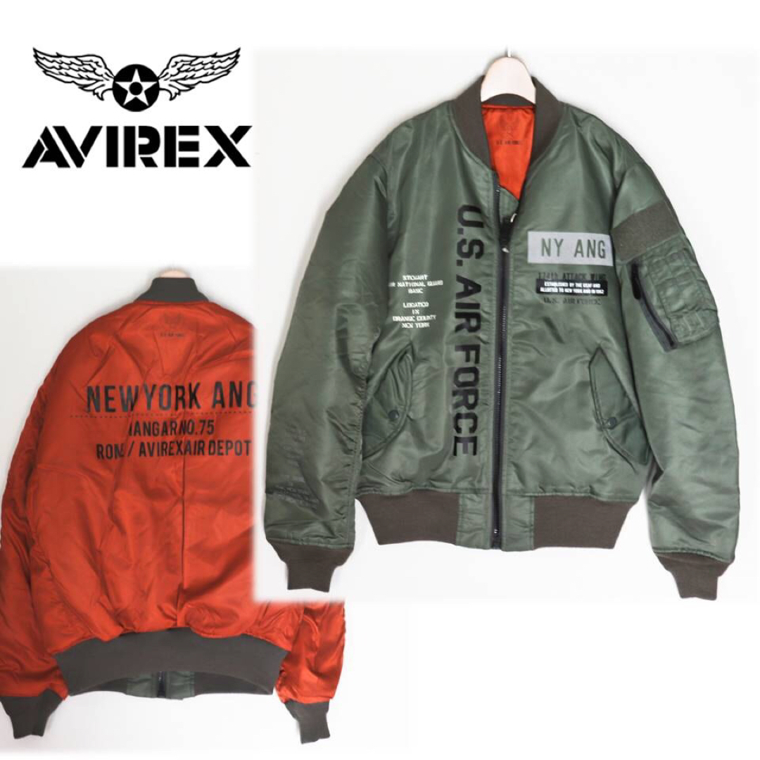《アヴィレックス》新品 リバーシブル MA-1 中わたフライトジャケット Lアヴィレックス