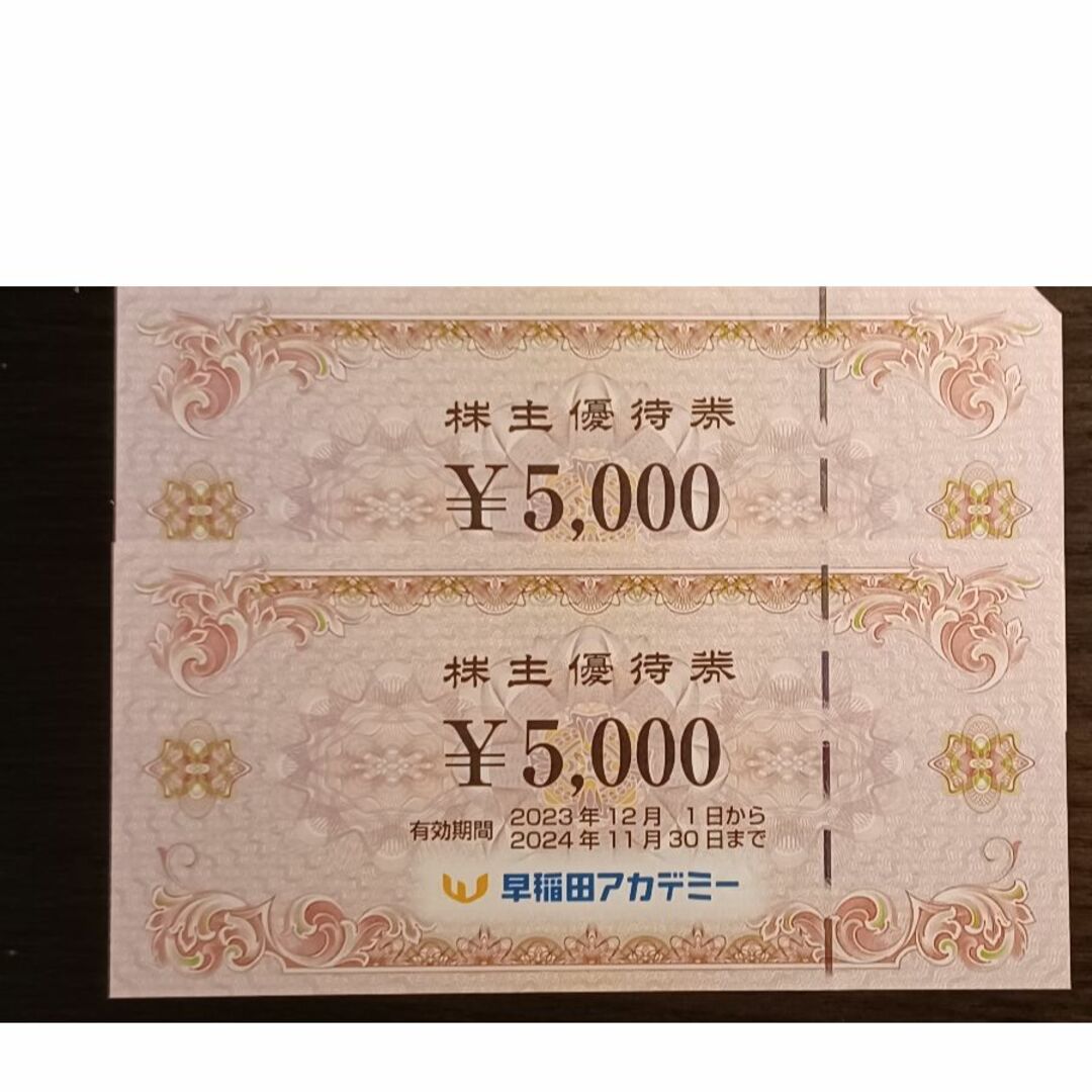 新品非売品】 早稲田アカデミー株主優待券10，000分 5，000円分２枚