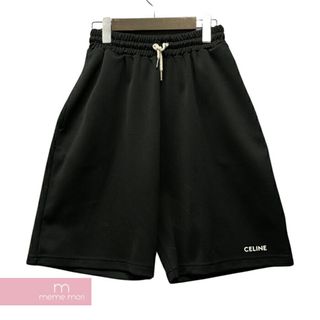 CELINE 2022SS Reversible Oversized Celine Shorts In Jersey 2Z144121O セリーヌ リバーシブルセリーヌジャージーオーバーサイズショートパンツ トラックハーフパンツ ロゴプリント ブラック サイズXS【231129】【中古-B】【me04】