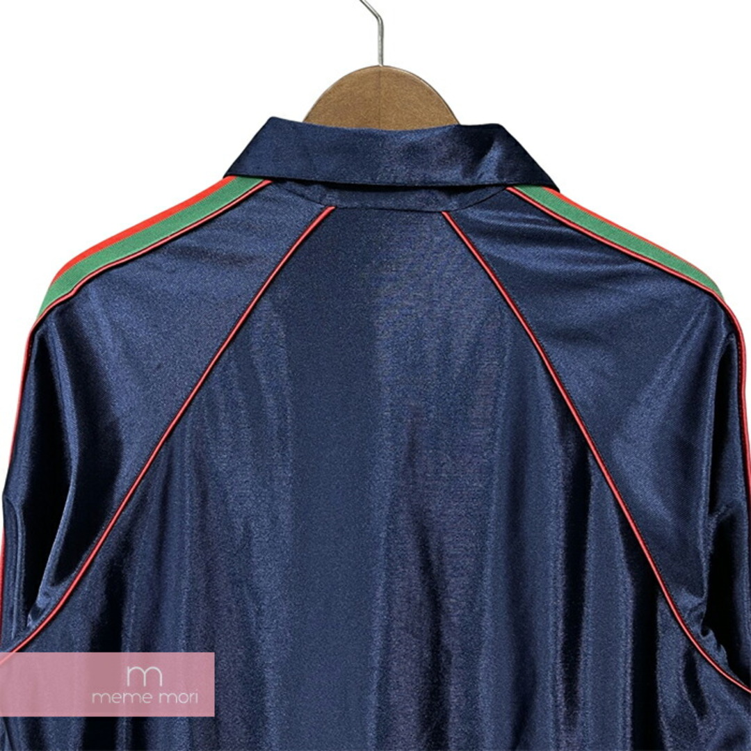 Gucci(グッチ)のGUCCI Shiny Jersey Jacket with Web 655341 XJDF1 グッチ ウェブシャイニージャージジャケット トラックジャケット ジップブルゾン サイドライン ロゴパッチ ネイビー×グリーン×レッド サイズS【231129】【中古-A】【me04】 メンズのジャケット/アウター(その他)の商品写真