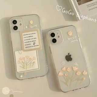 韓国デザイン♡クリアーがかわいい♡ iPhoneケース 絵画風 花柄　スマホ(iPhoneケース)