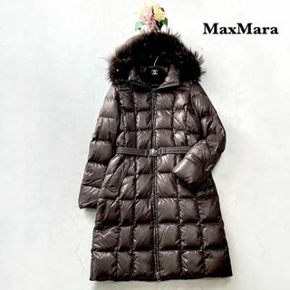 マックスマーラ(Max Mara)の【MaxMara】高級感＊ロングダウンコート　ラクーンファー　グースダウン　40(ダウンコート)