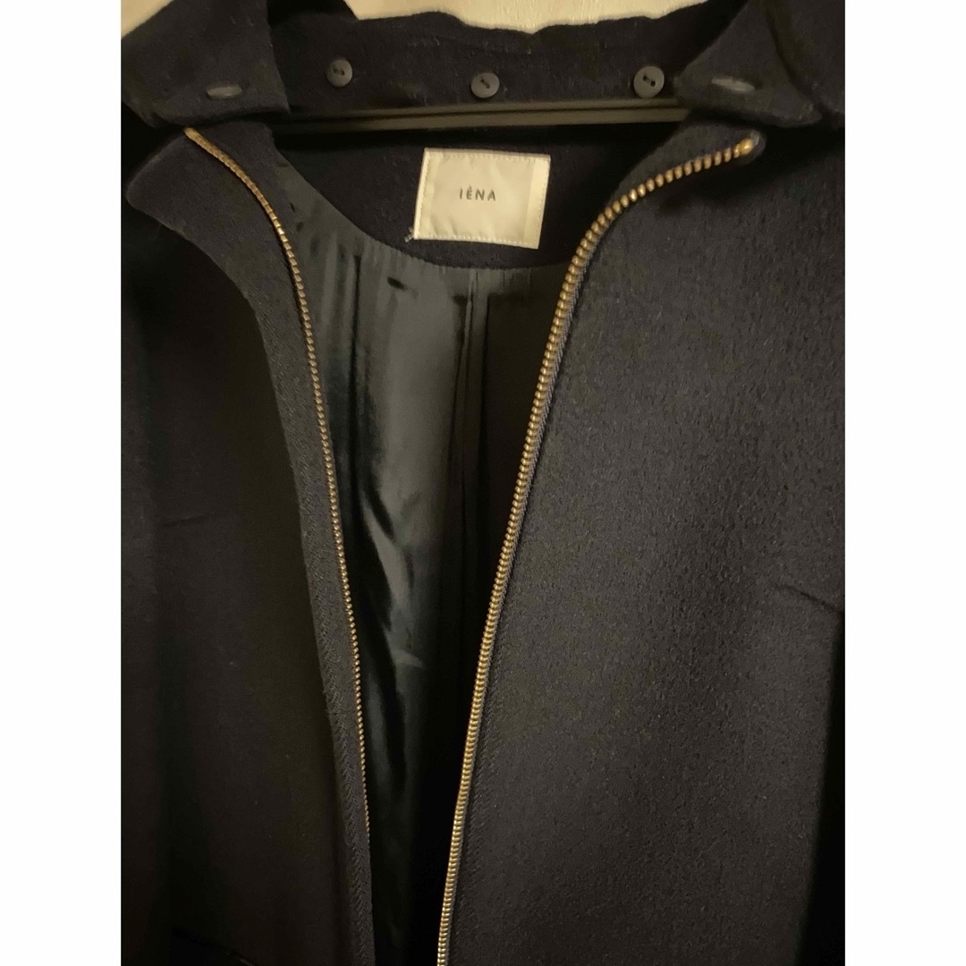 IENA(イエナ)のIENA 二重織りシャルムフードコクーンコート36ネイビー レディースのジャケット/アウター(ロングコート)の商品写真