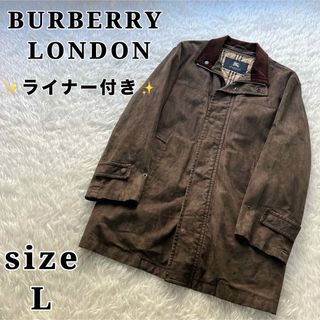 バーバリー(BURBERRY)のヴィンテージ✨ バーバリーロンドン ステンカラーコート ノバチェック メンズ L(ステンカラーコート)