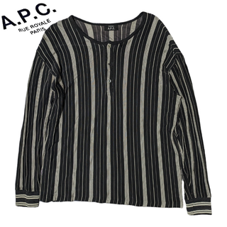 アーペーセー(A.P.C)のA.P.C. FADHILA ブラック ヘンリーネック 長袖Tシャツ(Tシャツ/カットソー(七分/長袖))