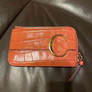 クロエ(Chloe)の[新品]Chloe クロエ カードホルダー ウォレット クロコエンボス オレンジ(財布)