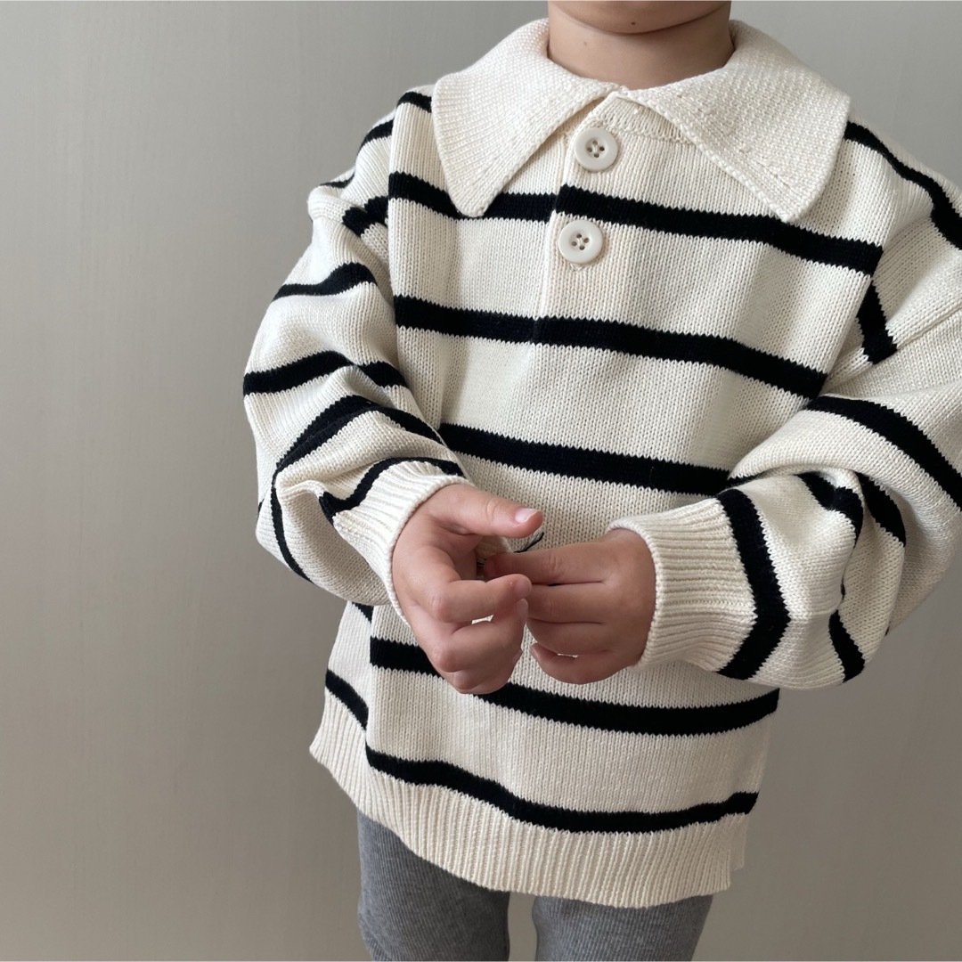 キッズ ニット セーター ボーダー 100 男の子 女の子 キッズ/ベビー/マタニティのキッズ服男の子用(90cm~)(ニット)の商品写真