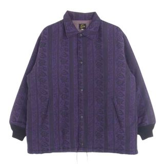 ニードルス(Needles)のNeedles ニードルス ジャケット LQ122  Coach Jacket  Paisley Stripe Lame Jq ペイズリー ストライプ ジャガード 中綿 コーチジャケット パープル系 S【中古】(その他)