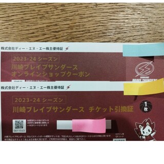 川崎ブレイブサンダース　チケット引換券　オンラインショップクーポン(バスケットボール)
