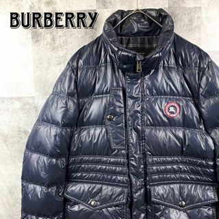 バーバリーブラックレーベル(BURBERRY BLACK LABEL)のバーバリーブラックレーベル ダウンジャケット ノバチェック裏地 ネイビー L(ダウンジャケット)