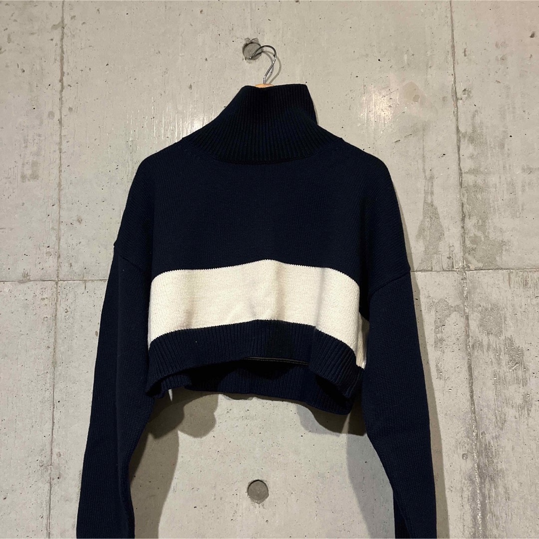 JIL SANDER NAVY(ジルサンダーネイビー)の【超美品】ジルサンダーネイビー　タートル　バイカラー　サイズM 即日発送 レディースのトップス(ニット/セーター)の商品写真