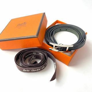 エルメス(Hermes)のエルメス HERMES アピ3 ブレスレット SV金具 ◻︎N刻印 黒 レザー(ブレスレット/バングル)