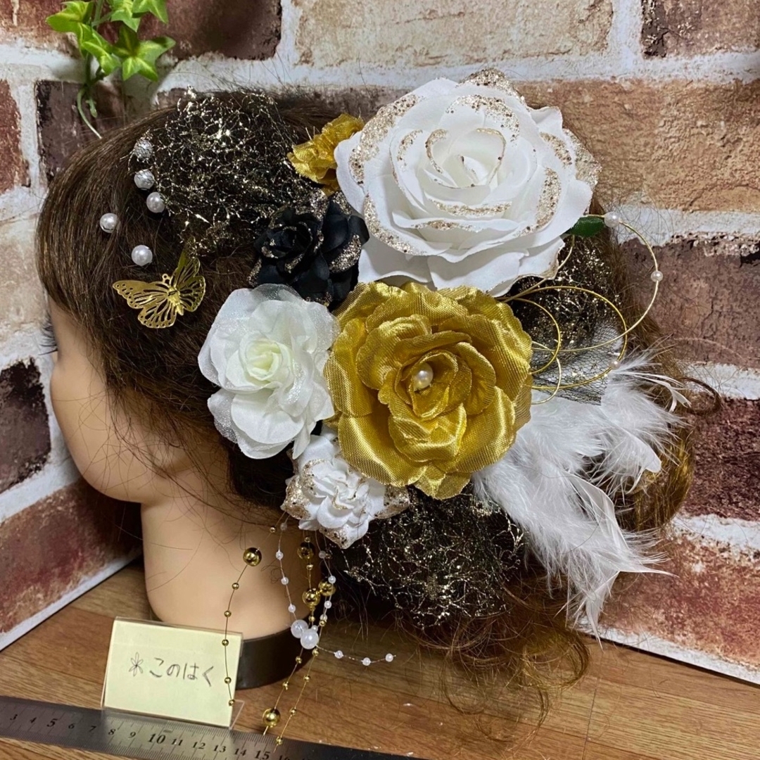 No.956 飛び出せ 豪華!白金黒 ♡ 成人式髪飾り 振袖髪飾り No.956 飛び出せ 豪華!白金黒 ♡ 成人式髪飾り 振袖髪飾り